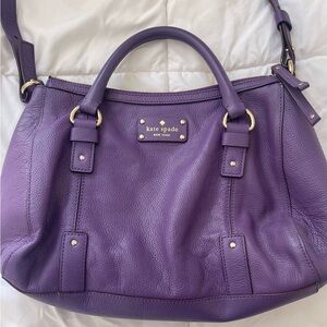 Kate Spade Leather Cross Body Purse Purple Pebble Dot Interior Handles Bag